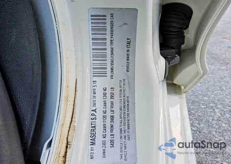 2018 Maserati Ghibli z USA, uszkodzony, nr VIN ZAM57XSA3J1304947